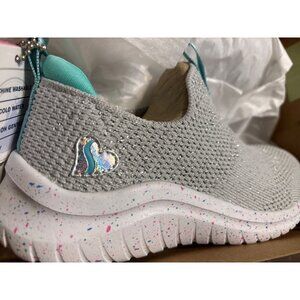 Kids' Skechers Air-Cooled Memory Foam Slip-On Shoes Sparkly Gray Size 13‎